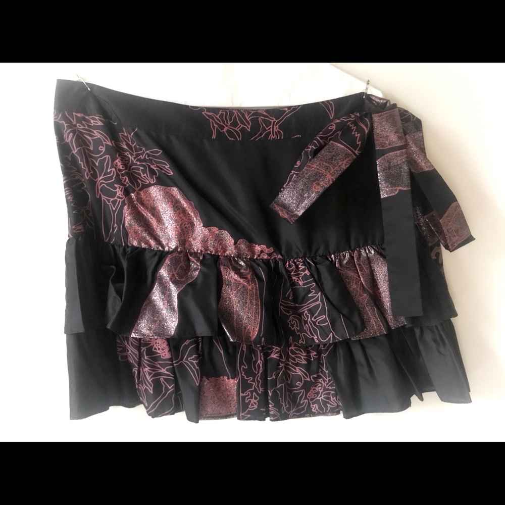 Silk Cynthia Rowley Black/ Metallic Mini Skirt Size 10